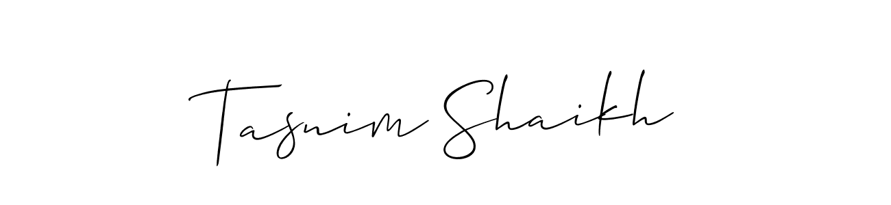 How to make Tasnim Shaikh signature? Allison_Script is a professional autograph style. Create handwritten signature for Tasnim Shaikh name. Tasnim Shaikh signature style 2 images and pictures png