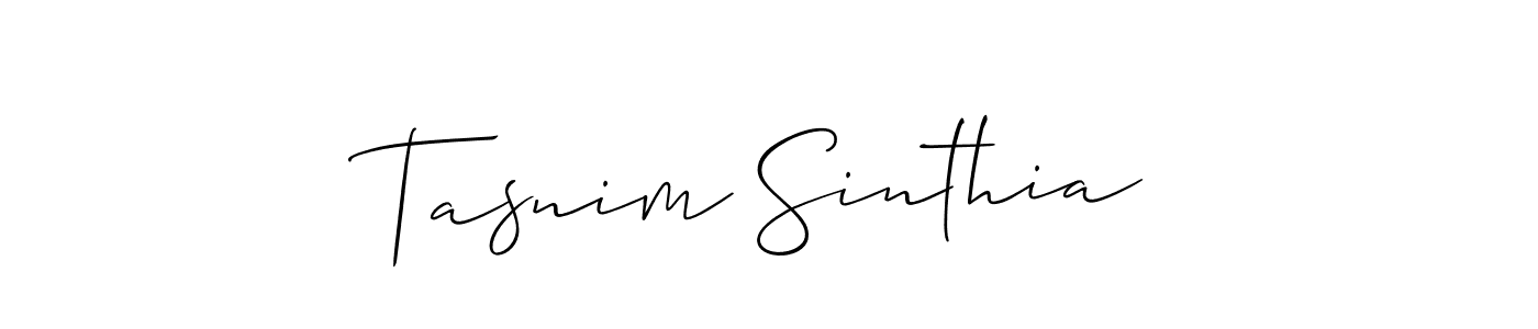 This is the best signature style for the Tasnim Sinthia name. Also you like these signature font (Allison_Script). Mix name signature. Tasnim Sinthia signature style 2 images and pictures png