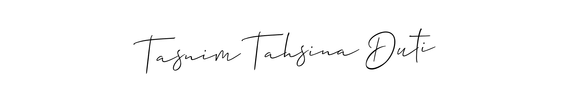 Once you've used our free online signature maker to create your best signature Allison_Script style, it's time to enjoy all of the benefits that Tasnim Tahsina Duti name signing documents. Tasnim Tahsina Duti signature style 2 images and pictures png