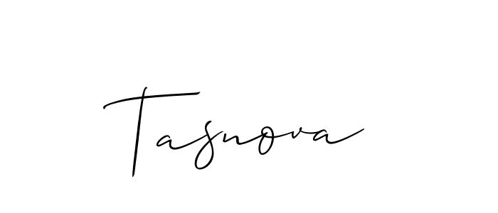 Create a beautiful signature design for name Tasnova. With this signature (Allison_Script) fonts, you can make a handwritten signature for free. Tasnova signature style 2 images and pictures png