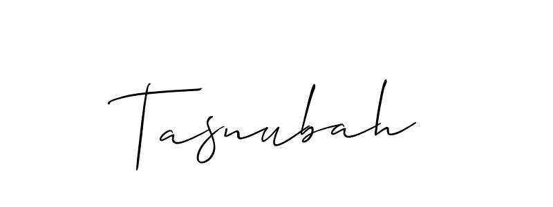 Make a beautiful signature design for name Tasnubah. With this signature (Allison_Script) style, you can create a handwritten signature for free. Tasnubah signature style 2 images and pictures png