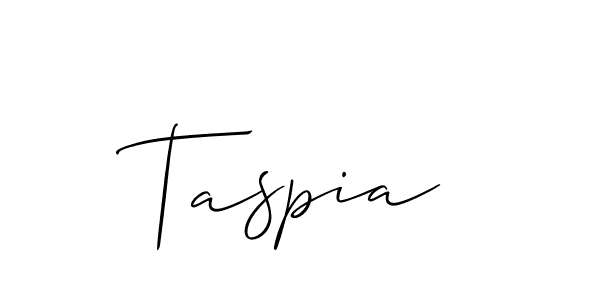 Use a signature maker to create a handwritten signature online. With this signature software, you can design (Allison_Script) your own signature for name Taspia. Taspia signature style 2 images and pictures png