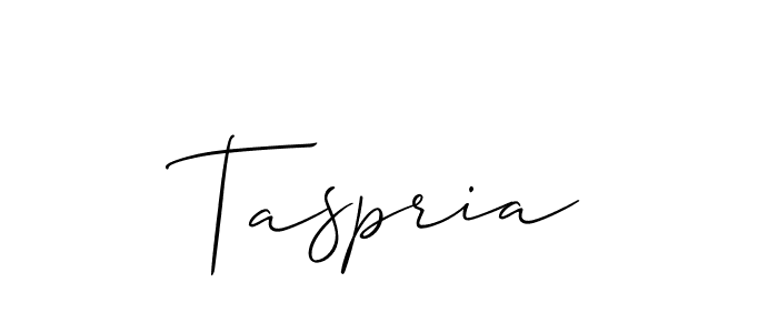 Create a beautiful signature design for name Taspria. With this signature (Allison_Script) fonts, you can make a handwritten signature for free. Taspria signature style 2 images and pictures png