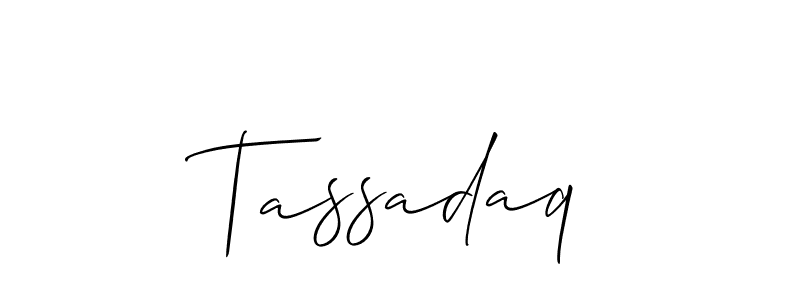 Make a short Tassadaq signature style. Manage your documents anywhere anytime using Allison_Script. Create and add eSignatures, submit forms, share and send files easily. Tassadaq signature style 2 images and pictures png