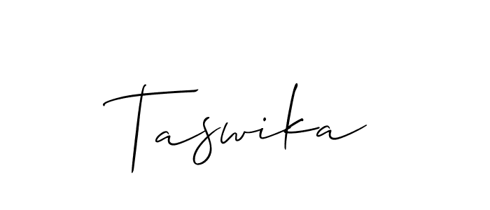 How to Draw Taswika signature style? Allison_Script is a latest design signature styles for name Taswika. Taswika signature style 2 images and pictures png