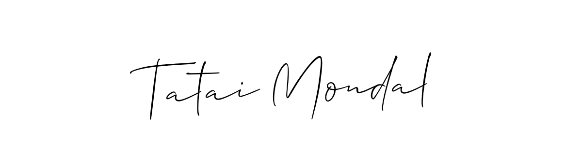 The best way (Allison_Script) to make a short signature is to pick only two or three words in your name. The name Tatai Mondal include a total of six letters. For converting this name. Tatai Mondal signature style 2 images and pictures png