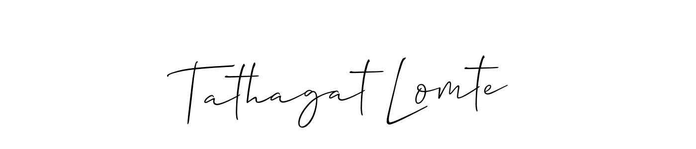 Make a beautiful signature design for name Tathagat Lomte. With this signature (Allison_Script) style, you can create a handwritten signature for free. Tathagat Lomte signature style 2 images and pictures png