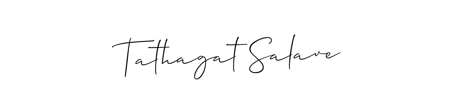 Similarly Allison_Script is the best handwritten signature design. Signature creator online .You can use it as an online autograph creator for name Tathagat Salave. Tathagat Salave signature style 2 images and pictures png