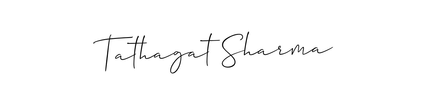 Allison_Script is a professional signature style that is perfect for those who want to add a touch of class to their signature. It is also a great choice for those who want to make their signature more unique. Get Tathagat Sharma name to fancy signature for free. Tathagat Sharma signature style 2 images and pictures png