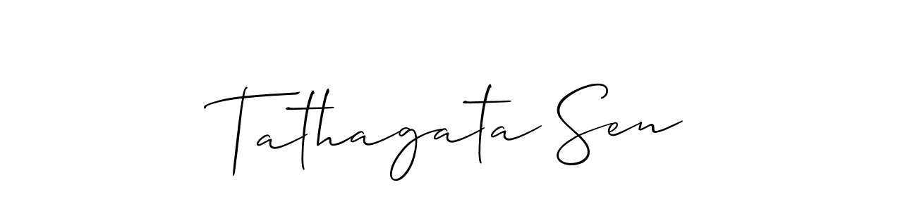 Create a beautiful signature design for name Tathagata Sen. With this signature (Allison_Script) fonts, you can make a handwritten signature for free. Tathagata Sen signature style 2 images and pictures png