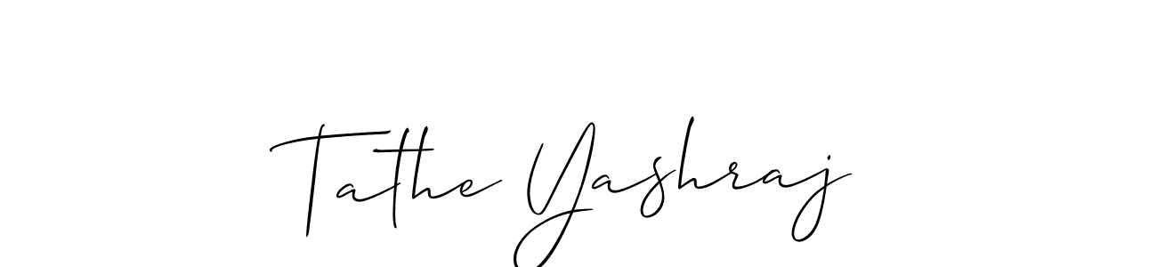 Use a signature maker to create a handwritten signature online. With this signature software, you can design (Allison_Script) your own signature for name Tathe Yashraj. Tathe Yashraj signature style 2 images and pictures png