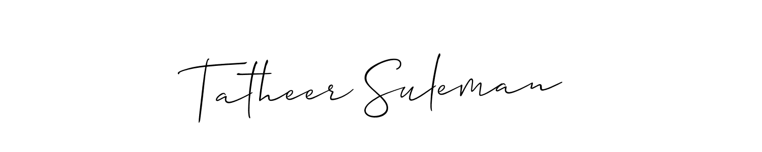 Also we have Tatheer Suleman name is the best signature style. Create professional handwritten signature collection using Allison_Script autograph style. Tatheer Suleman signature style 2 images and pictures png