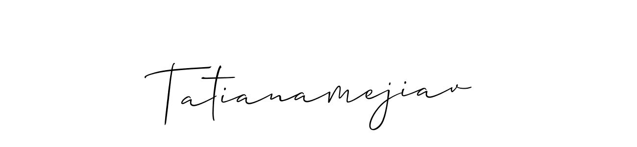 Allison_Script is a professional signature style that is perfect for those who want to add a touch of class to their signature. It is also a great choice for those who want to make their signature more unique. Get Tatianamejiav name to fancy signature for free. Tatianamejiav signature style 2 images and pictures png