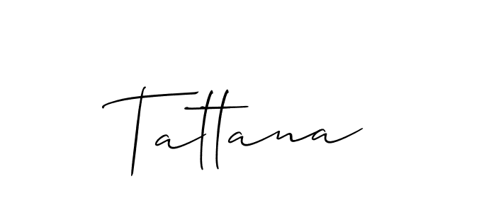 The best way (Allison_Script) to make a short signature is to pick only two or three words in your name. The name Tattana include a total of six letters. For converting this name. Tattana signature style 2 images and pictures png