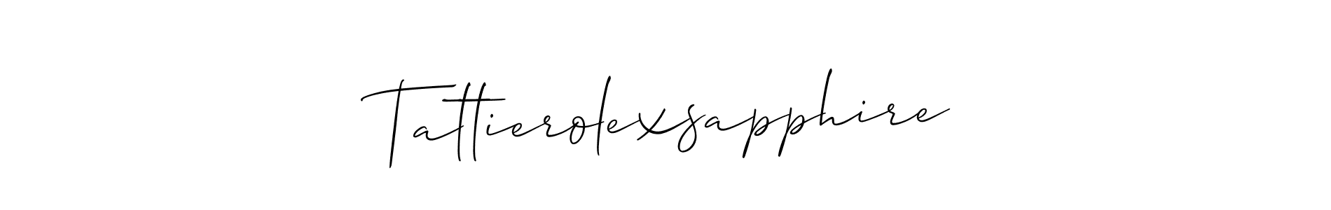How to Draw Tattierolexsapphire signature style? Allison_Script is a latest design signature styles for name Tattierolexsapphire. Tattierolexsapphire signature style 2 images and pictures png