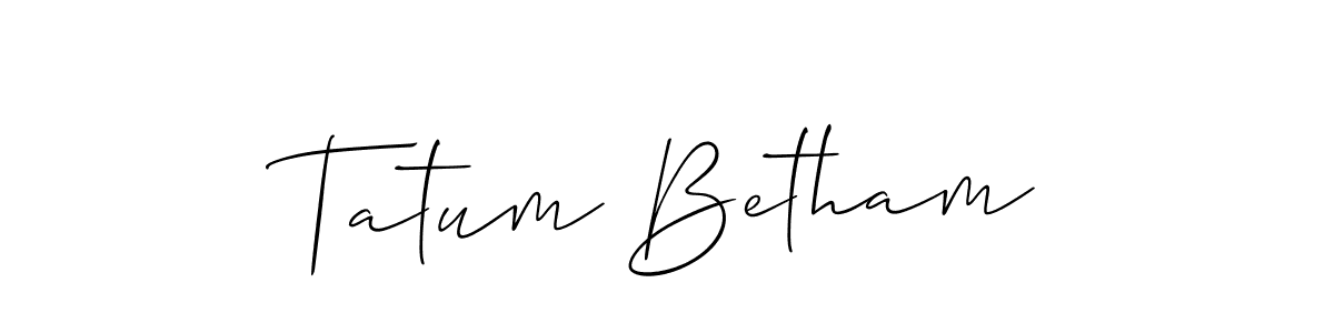 Also You can easily find your signature by using the search form. We will create Tatum Betham name handwritten signature images for you free of cost using Allison_Script sign style. Tatum Betham signature style 2 images and pictures png