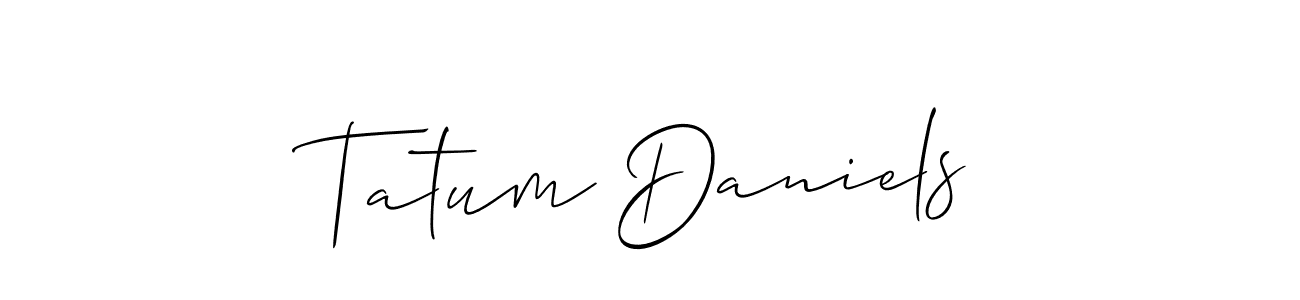 Use a signature maker to create a handwritten signature online. With this signature software, you can design (Allison_Script) your own signature for name Tatum Daniels. Tatum Daniels signature style 2 images and pictures png