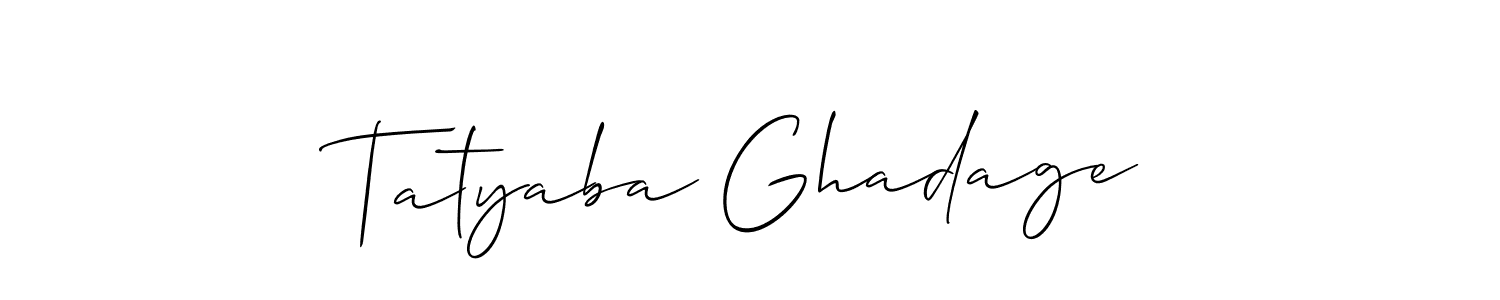 Make a beautiful signature design for name Tatyaba Ghadage. With this signature (Allison_Script) style, you can create a handwritten signature for free. Tatyaba Ghadage signature style 2 images and pictures png