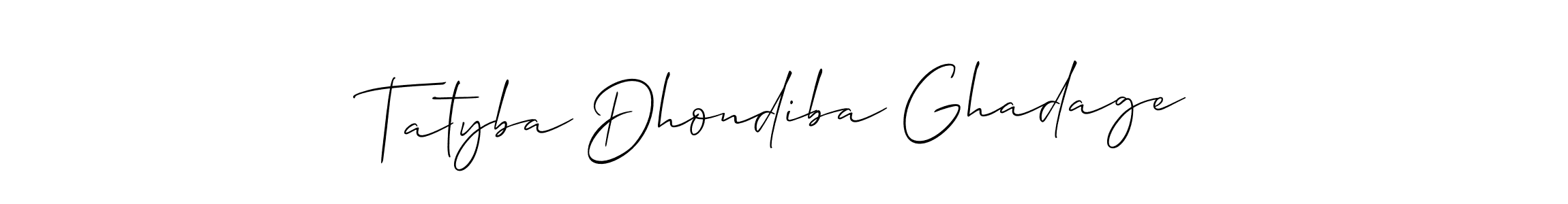 The best way (Allison_Script) to make a short signature is to pick only two or three words in your name. The name Tatyba Dhondiba Ghadage include a total of six letters. For converting this name. Tatyba Dhondiba Ghadage signature style 2 images and pictures png