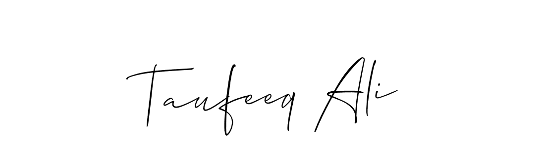 if you are searching for the best signature style for your name Taufeeq Ali. so please give up your signature search. here we have designed multiple signature styles  using Allison_Script. Taufeeq Ali signature style 2 images and pictures png