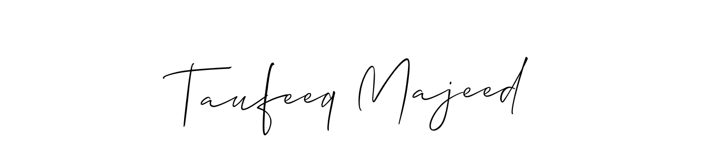 Make a short Taufeeq Majeed signature style. Manage your documents anywhere anytime using Allison_Script. Create and add eSignatures, submit forms, share and send files easily. Taufeeq Majeed signature style 2 images and pictures png