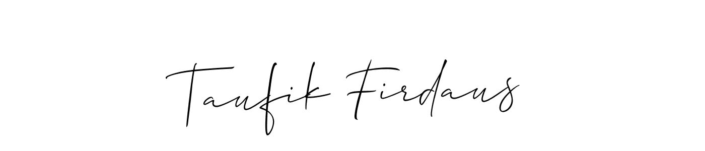 How to Draw Taufik Firdaus signature style? Allison_Script is a latest design signature styles for name Taufik Firdaus. Taufik Firdaus signature style 2 images and pictures png