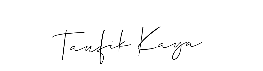 Make a beautiful signature design for name Taufik Kaya. With this signature (Allison_Script) style, you can create a handwritten signature for free. Taufik Kaya signature style 2 images and pictures png