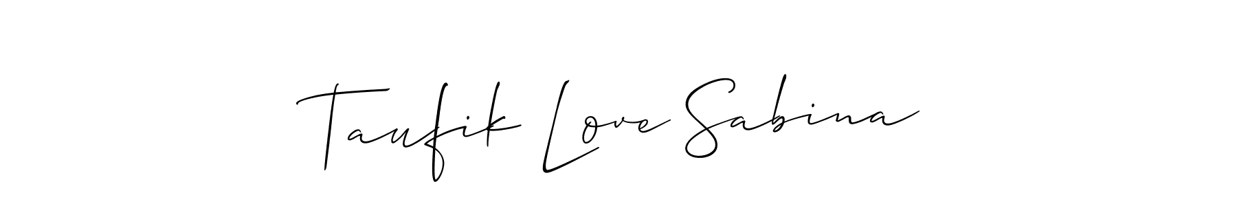 if you are searching for the best signature style for your name Taufik Love Sabina. so please give up your signature search. here we have designed multiple signature styles  using Allison_Script. Taufik Love Sabina signature style 2 images and pictures png