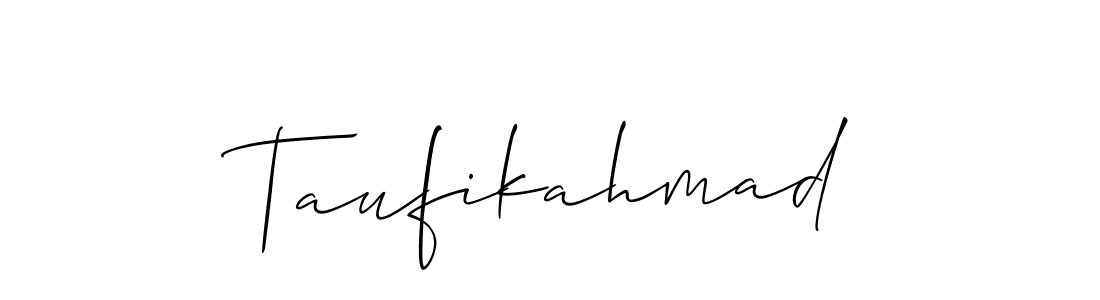 Allison_Script is a professional signature style that is perfect for those who want to add a touch of class to their signature. It is also a great choice for those who want to make their signature more unique. Get Taufikahmad name to fancy signature for free. Taufikahmad signature style 2 images and pictures png