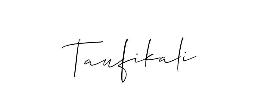 Use a signature maker to create a handwritten signature online. With this signature software, you can design (Allison_Script) your own signature for name Taufikali. Taufikali signature style 2 images and pictures png