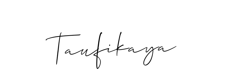 Design your own signature with our free online signature maker. With this signature software, you can create a handwritten (Allison_Script) signature for name Taufikaya. Taufikaya signature style 2 images and pictures png