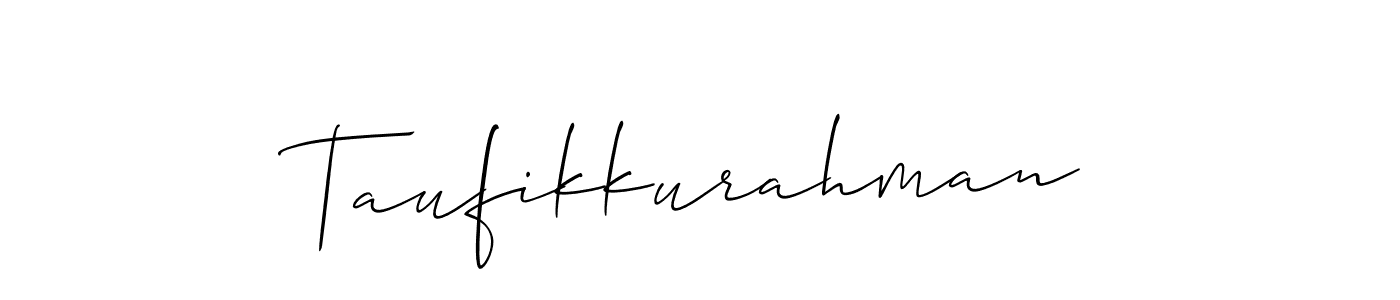 This is the best signature style for the Taufikkurahman name. Also you like these signature font (Allison_Script). Mix name signature. Taufikkurahman signature style 2 images and pictures png