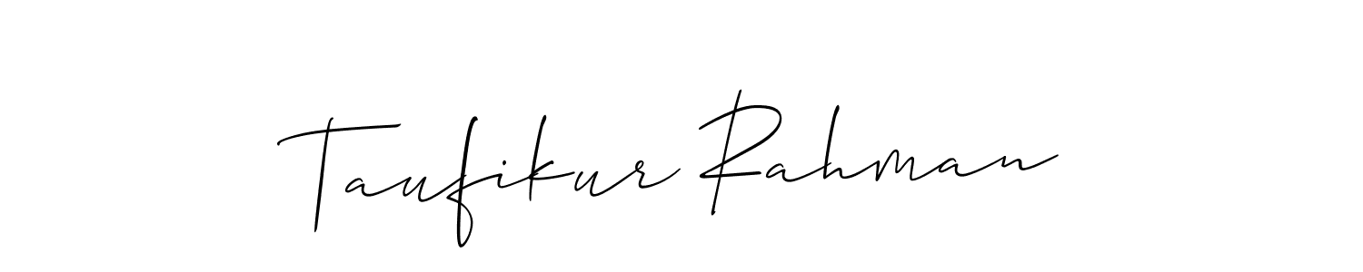 The best way (Allison_Script) to make a short signature is to pick only two or three words in your name. The name Taufikur Rahman include a total of six letters. For converting this name. Taufikur Rahman signature style 2 images and pictures png