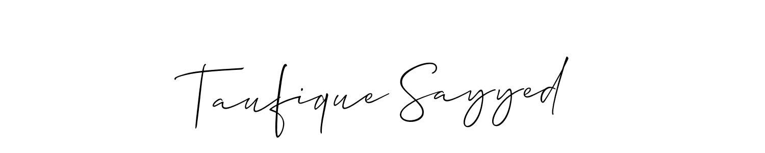 Allison_Script is a professional signature style that is perfect for those who want to add a touch of class to their signature. It is also a great choice for those who want to make their signature more unique. Get Taufique Sayyed name to fancy signature for free. Taufique Sayyed signature style 2 images and pictures png