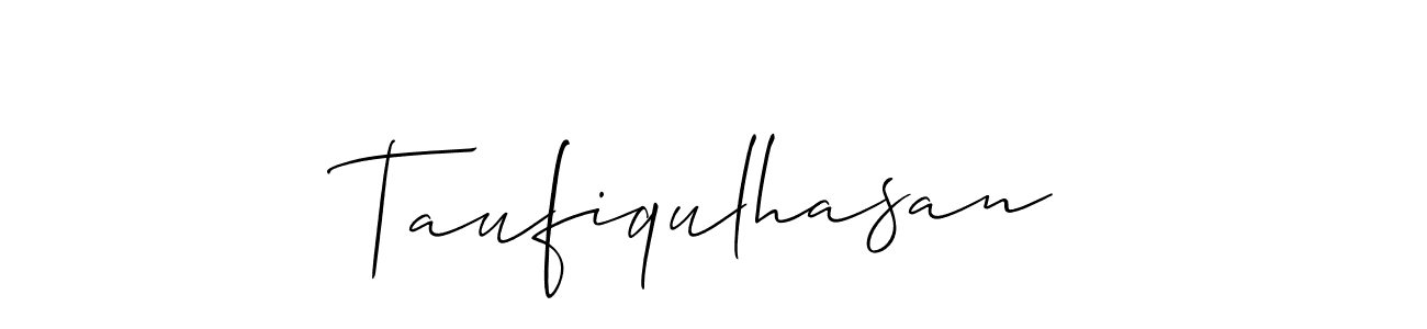 How to make Taufiqulhasan name signature. Use Allison_Script style for creating short signs online. This is the latest handwritten sign. Taufiqulhasan signature style 2 images and pictures png