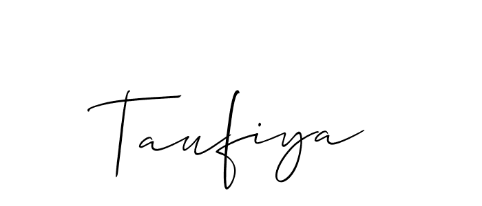 The best way (Allison_Script) to make a short signature is to pick only two or three words in your name. The name Taufiya include a total of six letters. For converting this name. Taufiya signature style 2 images and pictures png