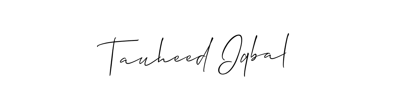 Use a signature maker to create a handwritten signature online. With this signature software, you can design (Allison_Script) your own signature for name Tauheed Iqbal. Tauheed Iqbal signature style 2 images and pictures png
