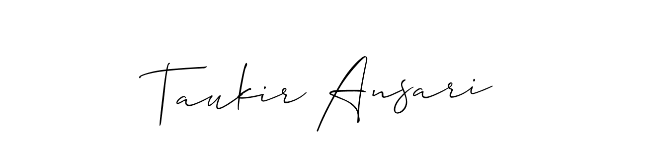 Use a signature maker to create a handwritten signature online. With this signature software, you can design (Allison_Script) your own signature for name Taukir Ansari. Taukir Ansari signature style 2 images and pictures png