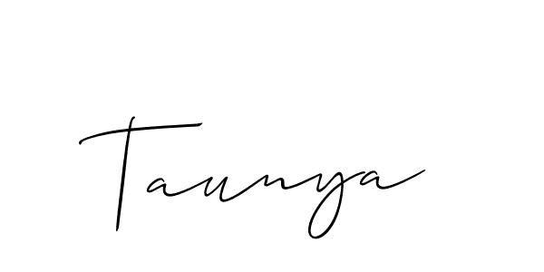 It looks lik you need a new signature style for name Taunya. Design unique handwritten (Allison_Script) signature with our free signature maker in just a few clicks. Taunya signature style 2 images and pictures png