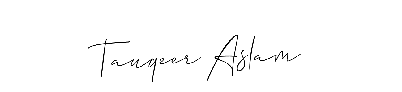 Make a beautiful signature design for name Tauqeer Aslam. With this signature (Allison_Script) style, you can create a handwritten signature for free. Tauqeer Aslam signature style 2 images and pictures png