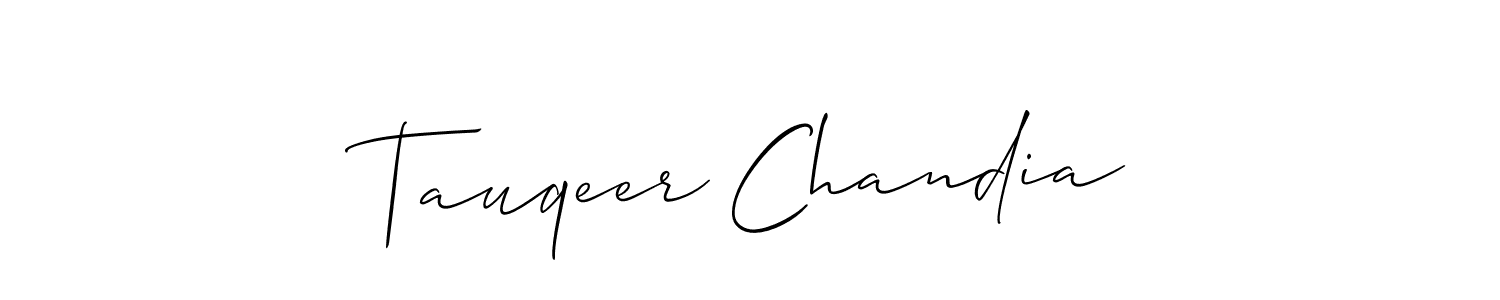 It looks lik you need a new signature style for name Tauqeer Chandia. Design unique handwritten (Allison_Script) signature with our free signature maker in just a few clicks. Tauqeer Chandia signature style 2 images and pictures png