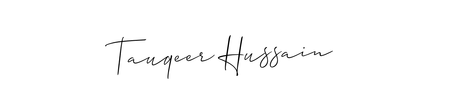 How to make Tauqeer Hussain signature? Allison_Script is a professional autograph style. Create handwritten signature for Tauqeer Hussain name. Tauqeer Hussain signature style 2 images and pictures png