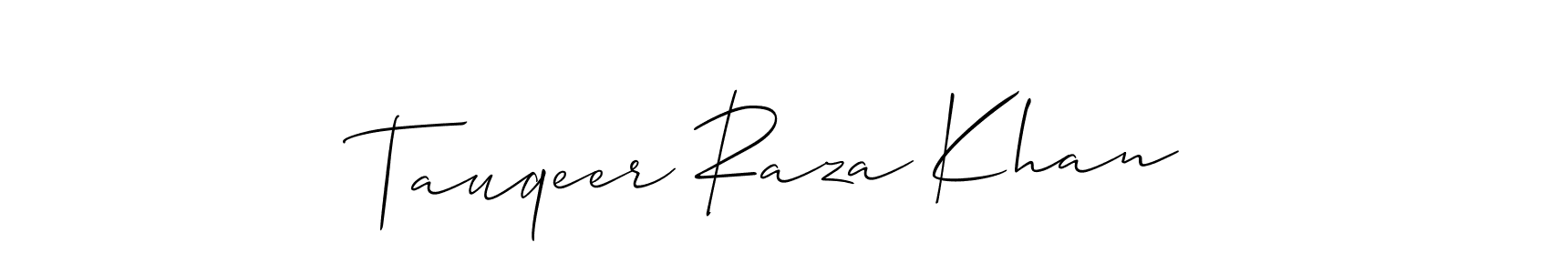 How to make Tauqeer Raza Khan name signature. Use Allison_Script style for creating short signs online. This is the latest handwritten sign. Tauqeer Raza Khan signature style 2 images and pictures png