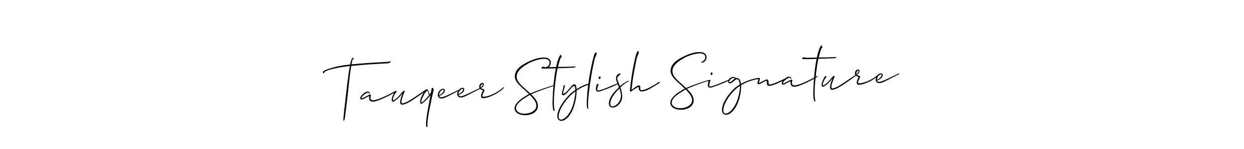 Use a signature maker to create a handwritten signature online. With this signature software, you can design (Allison_Script) your own signature for name Tauqeer Stylish Signature. Tauqeer Stylish Signature signature style 2 images and pictures png