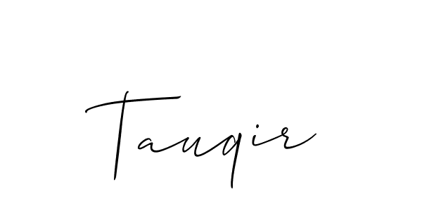 Use a signature maker to create a handwritten signature online. With this signature software, you can design (Allison_Script) your own signature for name Tauqir. Tauqir signature style 2 images and pictures png