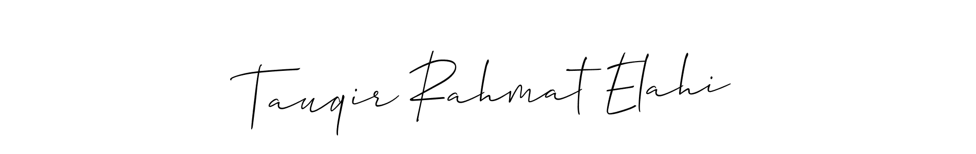 How to make Tauqir Rahmat Elahi signature? Allison_Script is a professional autograph style. Create handwritten signature for Tauqir Rahmat Elahi name. Tauqir Rahmat Elahi signature style 2 images and pictures png