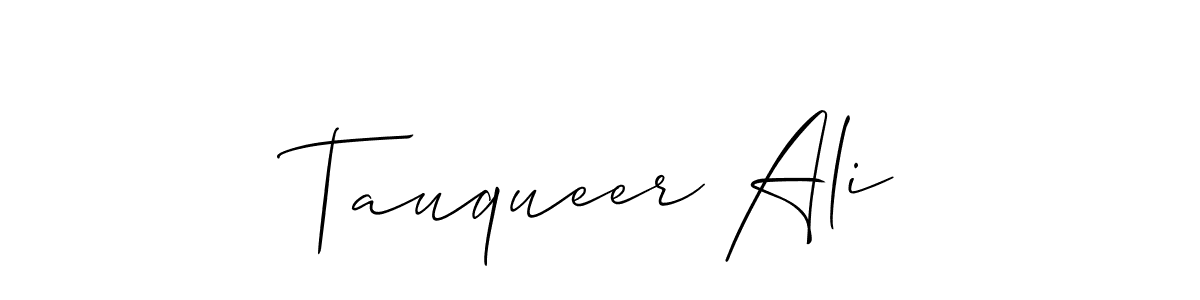 Allison_Script is a professional signature style that is perfect for those who want to add a touch of class to their signature. It is also a great choice for those who want to make their signature more unique. Get Tauqueer Ali name to fancy signature for free. Tauqueer Ali signature style 2 images and pictures png