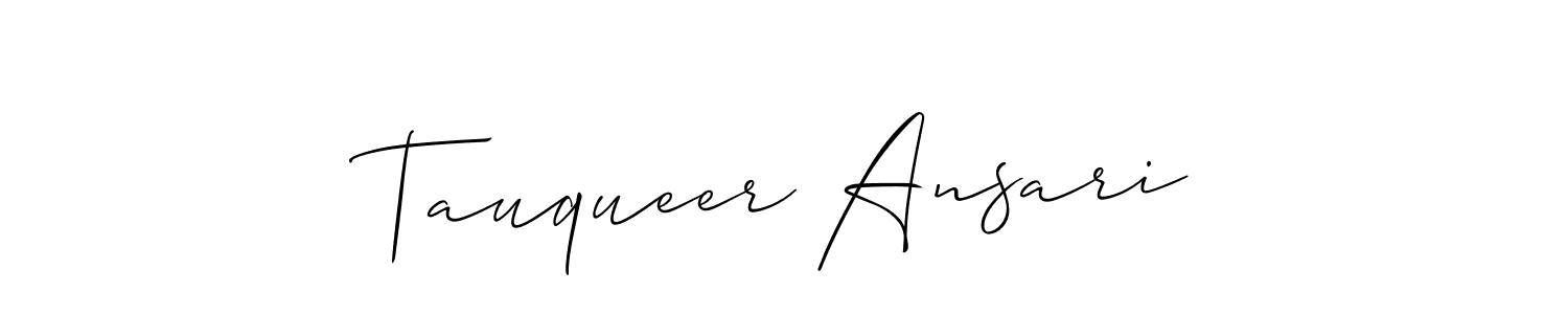 Make a beautiful signature design for name Tauqueer Ansari. With this signature (Allison_Script) style, you can create a handwritten signature for free. Tauqueer Ansari signature style 2 images and pictures png