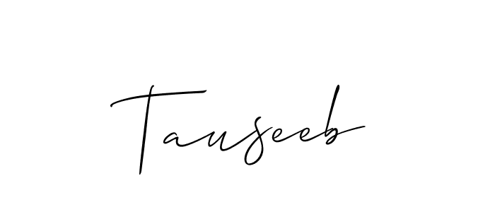 Allison_Script is a professional signature style that is perfect for those who want to add a touch of class to their signature. It is also a great choice for those who want to make their signature more unique. Get Tauseeb name to fancy signature for free. Tauseeb signature style 2 images and pictures png