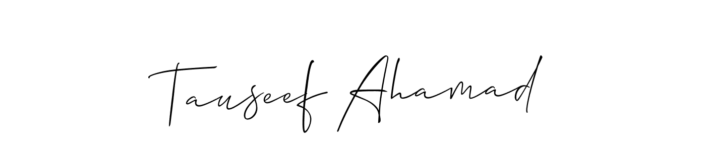 How to make Tauseef Ahamad name signature. Use Allison_Script style for creating short signs online. This is the latest handwritten sign. Tauseef Ahamad signature style 2 images and pictures png